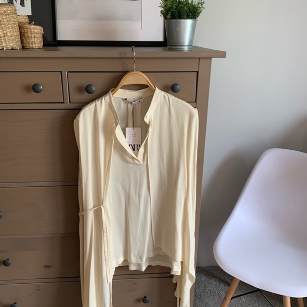 ZARA capsule collection tied asymmetric blouse